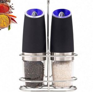 Stainless Steel Holder <b>Battery</b> <b>Operated</b> Stainless Steel Electric Gravity Spice Salt and Pepper Grinder Mill - Product Image 2
