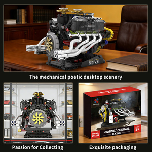 Ensemble de blocs de construction en plastique pour moteur V8 <span class=keywords><strong>Dodge</strong></span> <span class=keywords><strong>Viper</strong></span> Shelby à manivelle, transmission mécanique, pour enfants de 5 à 7 ans, assemblage DIY - Product Image 3
