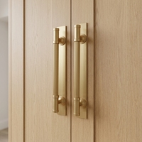 Poignée droite DoorShine pour réfrigérateur, armoire, placard – Poignée de tirage professionnelle en laiton moleté pour réfrigérateur, bouton de porte intérieur en cuivre doré