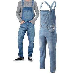 Pantalones vaqueros ajustados con <span class=keywords><strong>tirantes</strong></span> para hombre, Peto vaquero, Mono de trabajo mecánico, pantalones vaqueros rasgados - Product Image 2