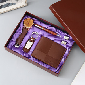 IStapromo Gifts Men's Customized Business Gift Set Leather Fashionable Silk Screen Printed Belt Wallet Perfume <b>Key</b> <b>Chain</b> Pen - Product Image 6