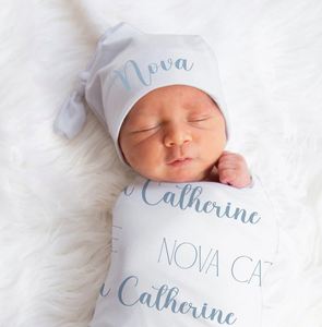 Customized Gift Custom Coming Home Neutral Hospital Photo Prop Shower Present Personalized Baby Name Cotton Swaddle - Product Image 5