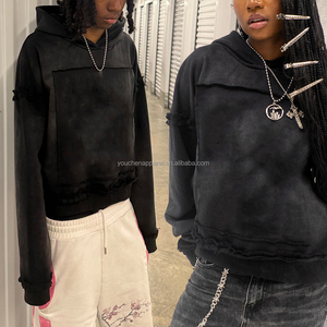 Tùy chỉnh rửa hoodie cắt đau khổ Hoodies bông unisex Áo Thun Thời Trang Dạo Phố quần áo nhà sản xuất - Product Image 3