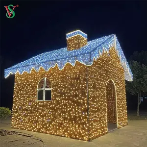 2024 all'aperto natale decorare Street Festival vacanza LED 3D Gingerbread House Gingerbread Man Motif Light
