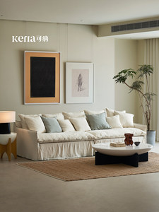 โซฟาผ้า <span class=keywords><strong>Kena</strong></span>/Sino สไตล์วบิซาบิ สำหรับอพาร์ทเมนต์ขนาดเล็ก ถอดซักได้ ผ้าลินินสไตล์ธรรมชาติ สามที่นั่ง - Product Image 1