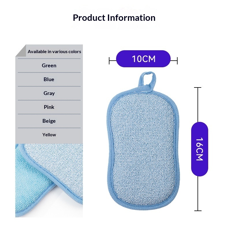 Double-Sided Heart-Shaped Microfiber Dish Sponge – Non-Scratch Absorbent Kitchen Scrub Pad - View 3