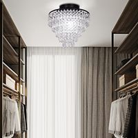 Lustre moderne de luxe en cristal à triple couche avec perles pointues, éclairage de plafond blanc chaud AC, CRI 90 élevé pour salon et chambre à coucher