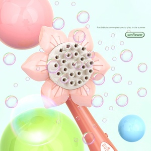 Pistola de burbujas de girasol automática para niños, juguete eléctrico de plástico con 23 agujeros, para exteriores y verano - Product Image 2