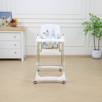 Nouvelle chaise haute pliable et inclinable en plastique pour bébé de 0 à 36 mois avec double plateau amovible