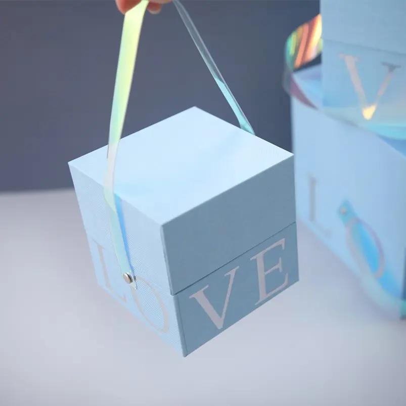 우수한 아기 파란 마분지 상자 초를 위한 아름다운 밝은 파란색 사각 포장 상자 목 종이상자