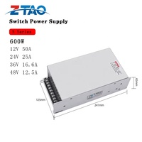 Alimentation à découpage S-600-12 600W haute tension 50A 12V pour applications industrielles, CCTV et transformateurs LED 12V