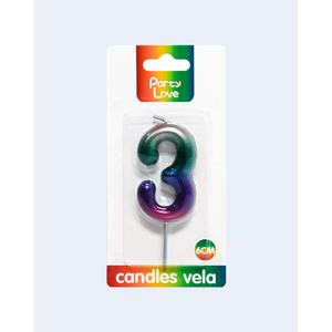 Bougie d'anniversaire numéro 3, 6 cm, couleur arc-en-ciel, décoration de gâteau d'anniversaire - Product Image 2