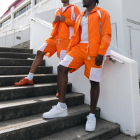 Ensemble survêtement coupe-vent personnalisé en polyester et nylon, imperméable, patchwork, color block, avec veste zippée et short