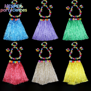 Costume de spectacle Hawaïen Luau HESPER pour adultes, ensemble jupe en herbe multicolore de 60 cm avec robes pour Halloween et personnages Echo - Product Image 2