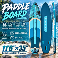 Planche à pagaie gonflable large rose corail ENTROFFY avec anneaux de fixation bungee pour adultes, débutants et loisirs