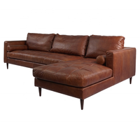 Ensemble de canapés sectionnels en cuir véritable de luxe contemporain en forme de L pour salon et hôtel, chaise longue douce et confortable
