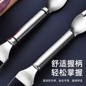 Stainless Steel Fruit Divider Melon Scoop Fork 2 Pieces Multi Function Kitchen Tool For Watermelon Cantaloupe Slicing - Product Image 1