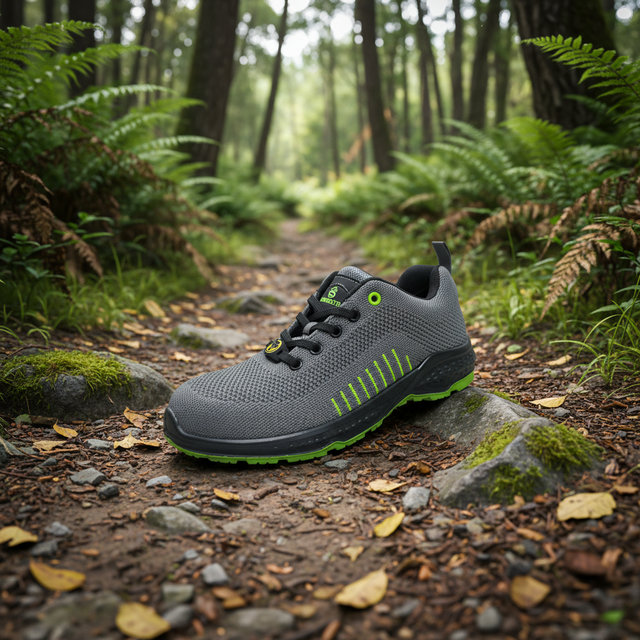 Hot Flying Knit Summer ESD Walking Style Sports Work Shoes Mesh Lightweight Composite Toe Anti-Slip PU Outsole Safety Shoes