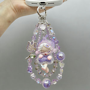 Chaîne de téléphone en <span class=keywords><strong>perles</strong></span> de rose sertie de diamants de luxe, pendentif de poupée, porte-clés, ornement - Product Image 5
