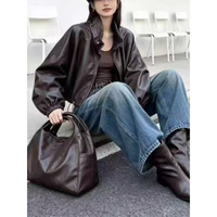 Veste classique noire de qualité supérieure pour femmes, en similicuir PU, manteau personnalisé pour l'automne, vêtements d'extérieur pour le bureau