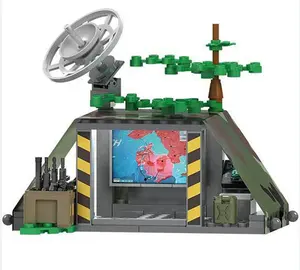 Ww2 mainan Figur militer Mini, tenda Camo ruang perintah peta tentara senjata peralatan pria kemah tentara blok bangunan bata bongkar pasang