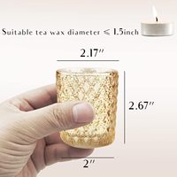 Ensemble de 24 bougeoirs en verre doré SHMILMH pour bougies chauffe-plat, diamètre 2,17 po, hauteur 2,67 po, vente en gros, décoration de mariage et de maison, pour table