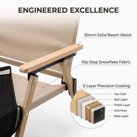 Kursi Lipat Ergonomis untuk Luar Ruangan dengan Sandaran Tangan Kayu Beech dan Rangka Baja Karbon Tahan Lama untuk Berkemah