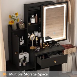 2026 New Bedroom Furniture: Cosmetic <b>Dressing</b> <b>Table</b>, Cross-border Luxury Style, Mirrored <b>Storage</b> Cabinet, High-end Makeup <b>Table</b> - Product Image 4