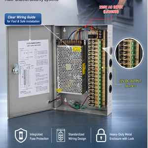 CCTV Power Supply Box 12V 20A 18 Channel Centralized For <b>Monitoring</b> LED Display <b>Light</b> Box - Product Image 4