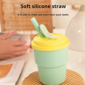 Nouveau couvercle de tasse à paille en silicone tendance, isolation thermique, portable, qualité alimentaire, pour enfants, bébés, type paille, café applicable - Product Image 1