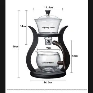 Минималистичный магнитный автоматический набор для заваривания чая с чайником из стекла и чашкой с разделителем для воды для домашнего использования - Product Image 5