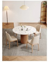 Ensemble de table à manger moderne rotative en bois massif et pierre frittée et table de conférence