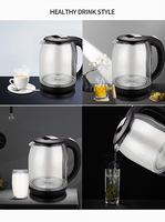 Bouilloire électrique en verre borosilicate de 2,0 L pour faire bouillir de l'eau, bouilloire à thé et cafetière, LED bleue, arrêt automatique, 360° °   Base, OEM