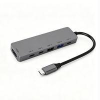 Hub USB-C 6-en-1 4K 60Hz PD100W en aluminium, adaptateur multiport, stations de charge USB3.0/2.0 pour ordinateurs portables, tablettes, transfert de données rapide