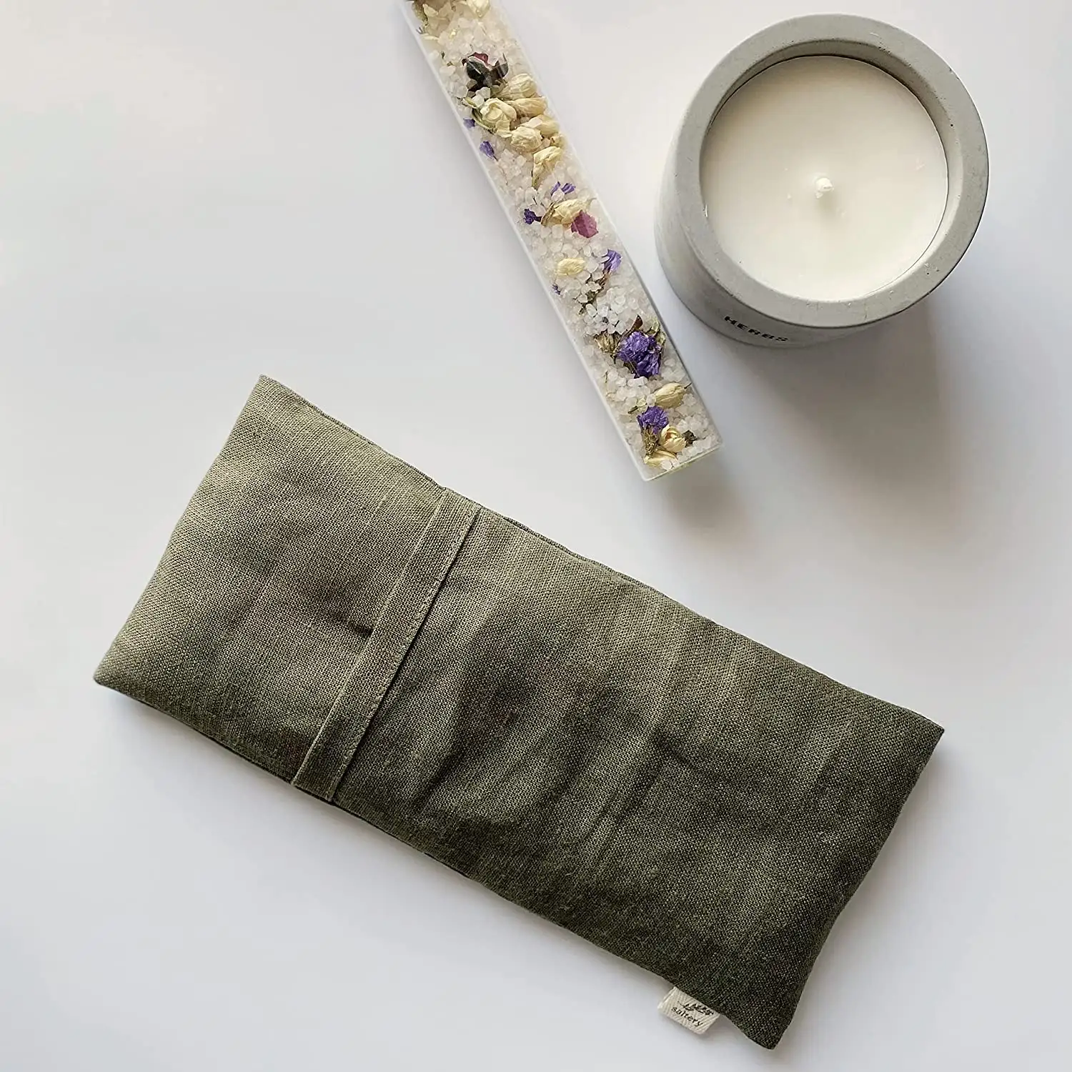 Weighted Sleeping Eye Mask Linen Yoga Scented Eye Pillow Aromatherapy Filled with Lavender and Flaxseed Moist Heat Eye Compress