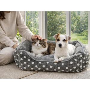 Cuccia per Animali Yommy in Peluche con Design a Pois, Base Antiscivolo Imbottita, 3 Misure, 3 Colori - Product Image 1