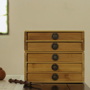 Bamboo Pu-erh tea <b>box</b>, multi-layer <b>drawer</b>-style tea caddy, tea cake <b>storage</b> cabinet, single-layer tea tray, Kung Fu tea - Product Image 2