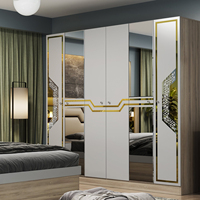 Ensemble de chambre à coucher en bois de style moderne avec fonction massage, lit king size, armoire, coiffeuse, hauteur réglable, mobilier de luxe pour la maison