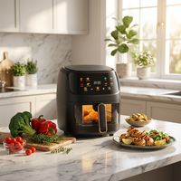 Freidora de Aire Digital de 6-10L con Ventana Visible, 1400W Sin Aceite 360 ° Freidora de Aire Caliente, Electrodoméstico de Cocina Multifuncional Pequeño para Uso Doméstico