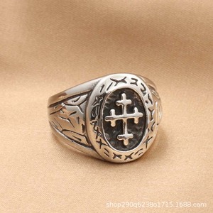 Men's Antique <b>Cross</b> <b>Ring</b> Retro <b>Silver</b> Stainless Steel Punk Style Jewelry Gift - Product Image 2
