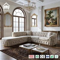 Ensemble de salon Chesterfield capitonné en velours de luxe, 3 pièces avec causeuse et fauteuil, base dorée – Solution de mobilier tout-en-un