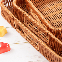 Panier rectangulaire XL en rotin tressé PP fait main pour le rangement des fruits et légumes, plateau de présentation pour supermarché, snacks et pain