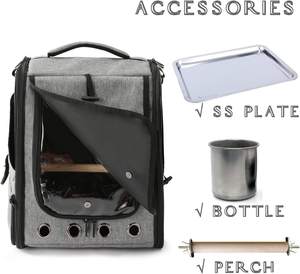 Vogel Papegaai Rugzak Reistas Dubbele Schouder Transparant Ademend Poreuze Vogelkooi Groot Met Baarsstandaard - Product Image 4