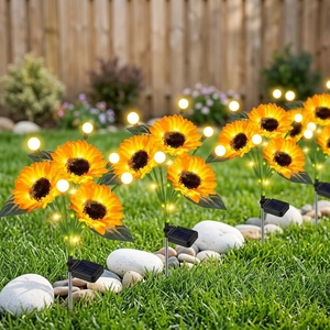 Lampes solaires TSINYE en forme de tournesol, ampoule <span class=keywords><strong>globe</strong></span> blanc chaud, étanches IP65, allumage automatique du crépuscule à l'aube, pour allées, parterres de fleurs, décoration de jardin - Product Image 3