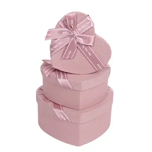 Shihao-Caja de regalo con forma de corazón, logotipo personalizado, rosa, flor de boda, cartón de lujo, 3405