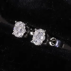 SU205 Abiding Jewelry Factory Wholesale 1CT Natural SI Diamond Stud 9K 10K 14K 18K Solid Gold Real Diamond Cluster Earrings