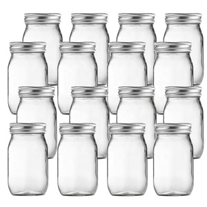 Glas Glas Lieferant Großhandel Küche 250ml 500ml Einmach gläser 8 oz 16 oz Glas Vorrats gläser mit Deckel - Product Image 1