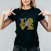 Transferts thermocollants personnalisés en strass pour les amateurs de basketball, pour vêtements et t-shirts, vente en gros