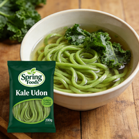 Vegetarian Healthy Low Sodium Vegan Durum Wheat Udon Noodles with Kale Powder Cooked Instant