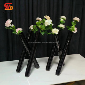 LISSE élégant clair noir fleur support Table pièce maîtresse verre fleur Vase support pour décor de mariage - Product Image 2